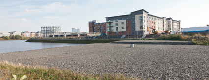 Flood prevention works are complete in the vicinity of the Ferry Village apartments